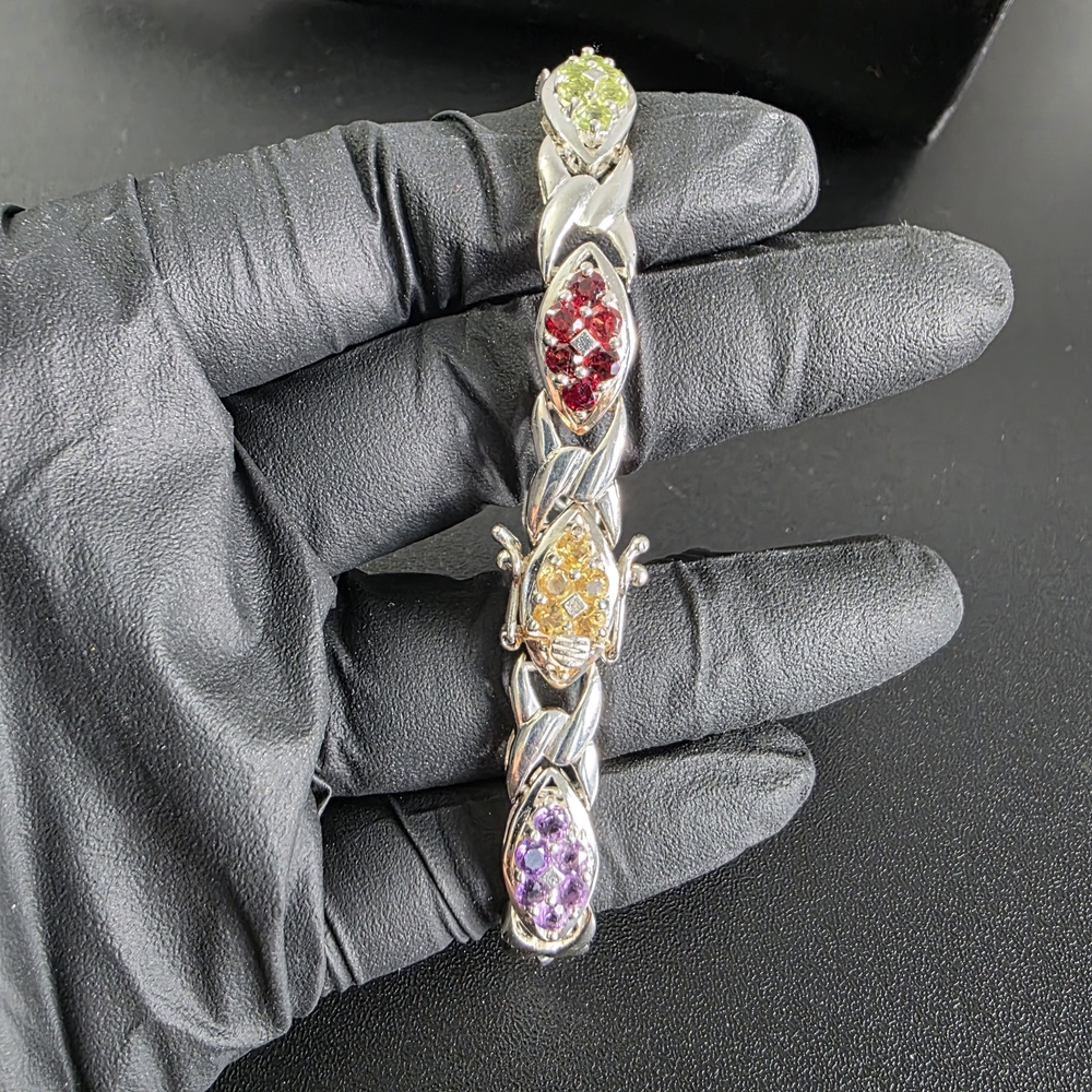 Watch Video / Sterling Silver 925 Multi-Color Gemstone Bracelet